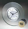 Round Glass Desk Clock with Metal Base